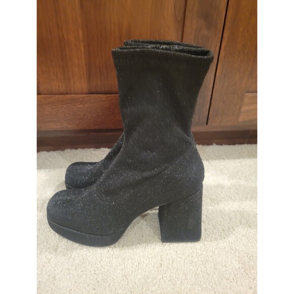 New ABOUND Steffie Platform Bootie In Black Glitter Women's Size 7 Zipper Party - Picture 4 of 9